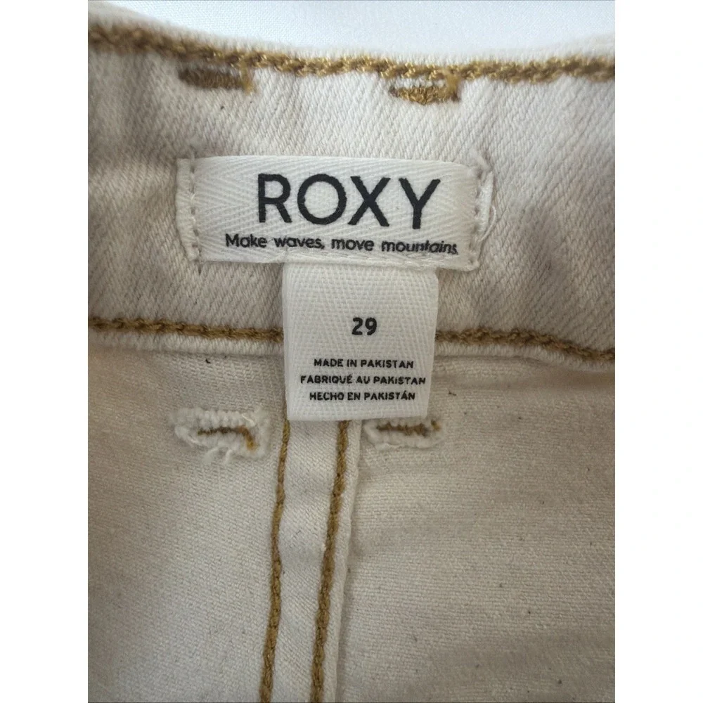 Roxy Authentic Mid Rise Denim Beach Fit Shorts Off White Beige Size‎ 29 NWT